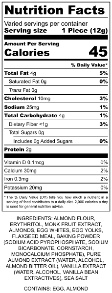 sugar-free biscotti nutrition facts