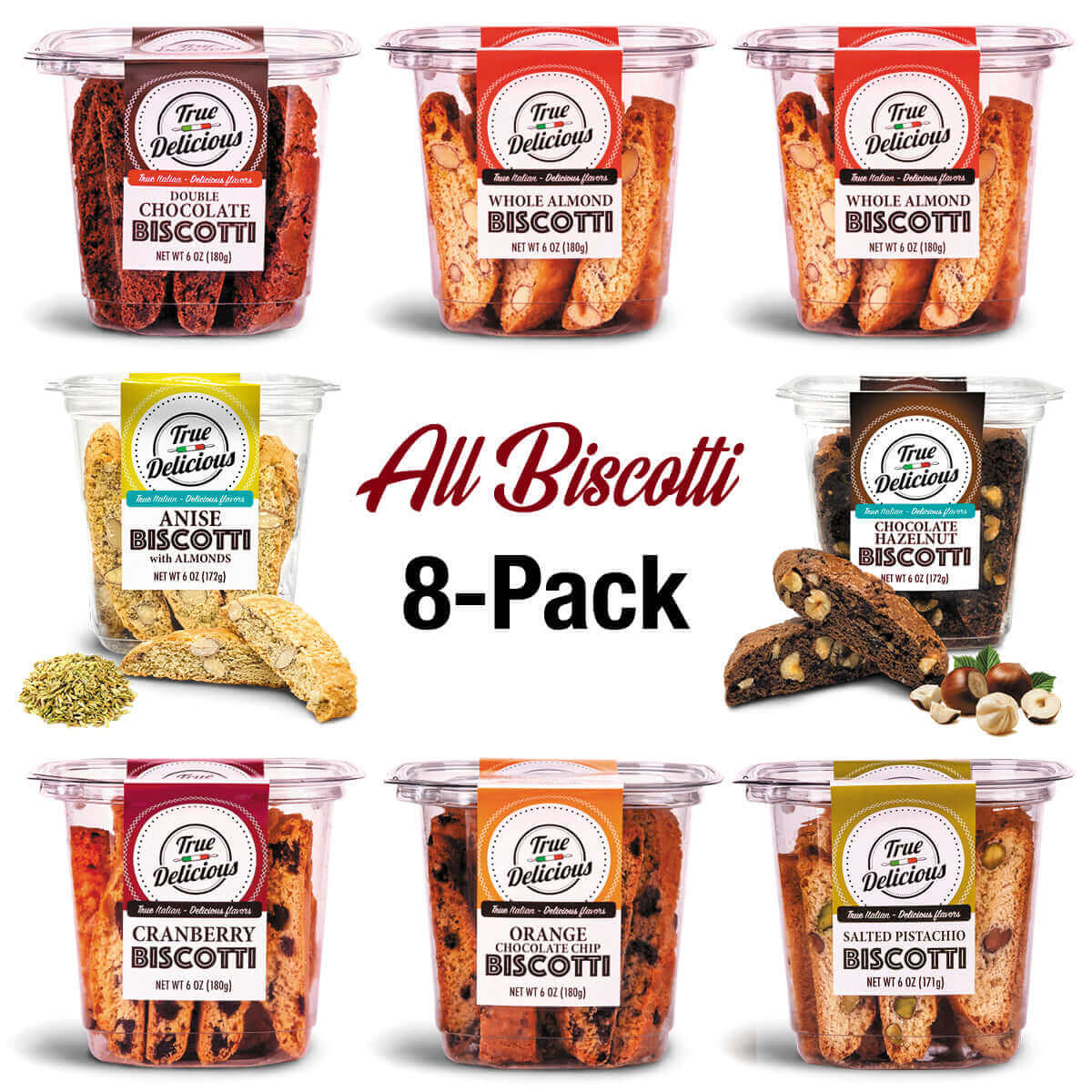 All Flavors Biscotti 8-Pack - True Delicious | Authentic Italian Desserts