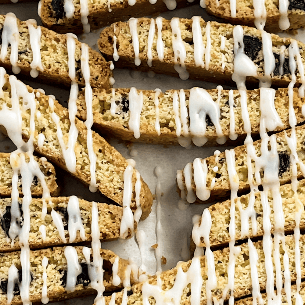 Lemon Blueberry Biscotti with Glaze - True Delicious | Authentic Italian Desserts